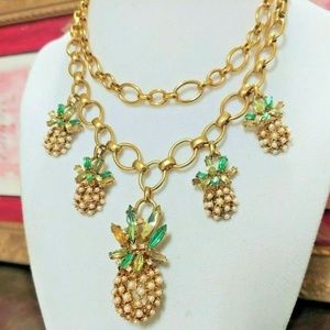 VINTAGE ANNE TAYLOR PINEAPPLE NECKLACE RHINESTONES